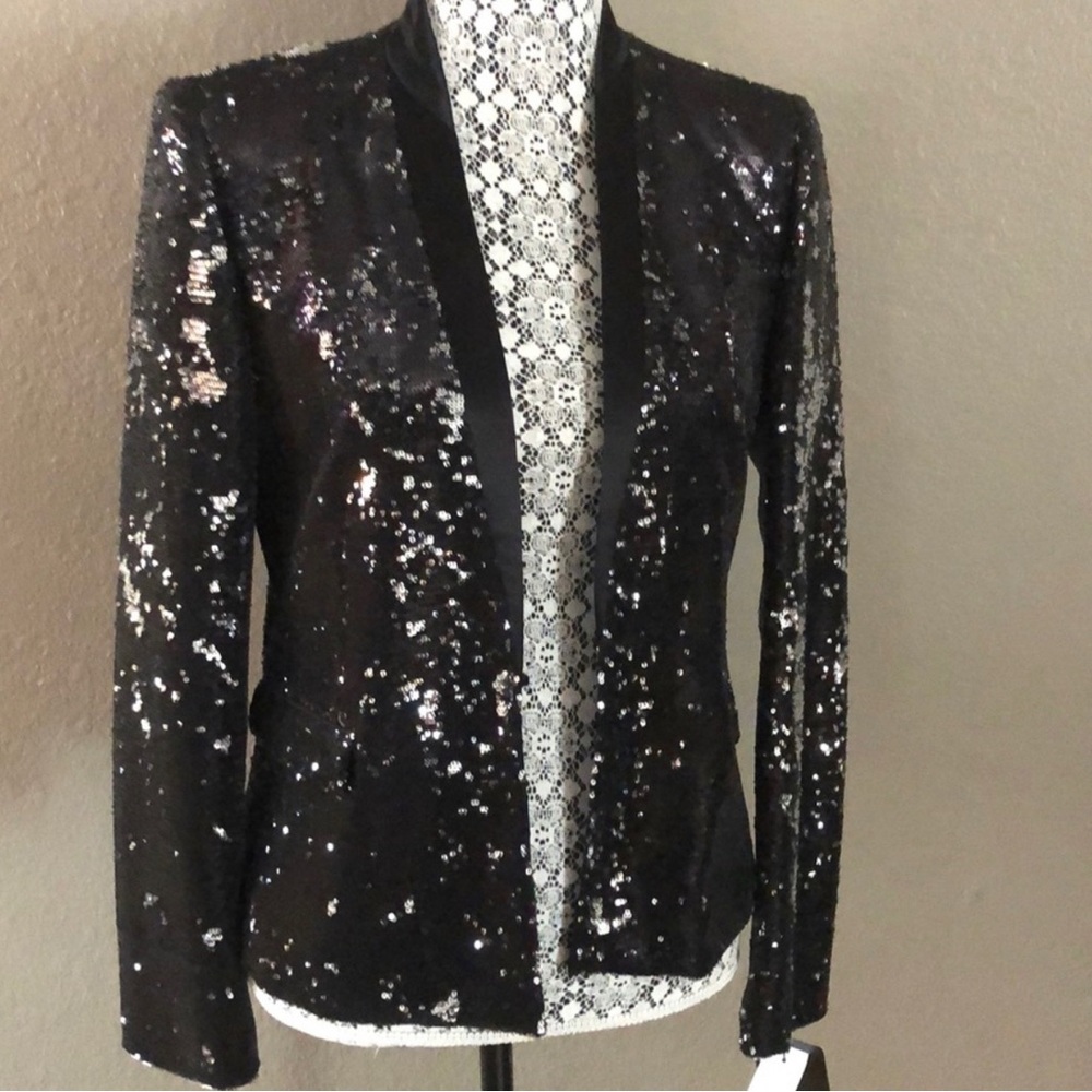 NWT Maje black sequin tuxedo jacket - Picture 7 of 13